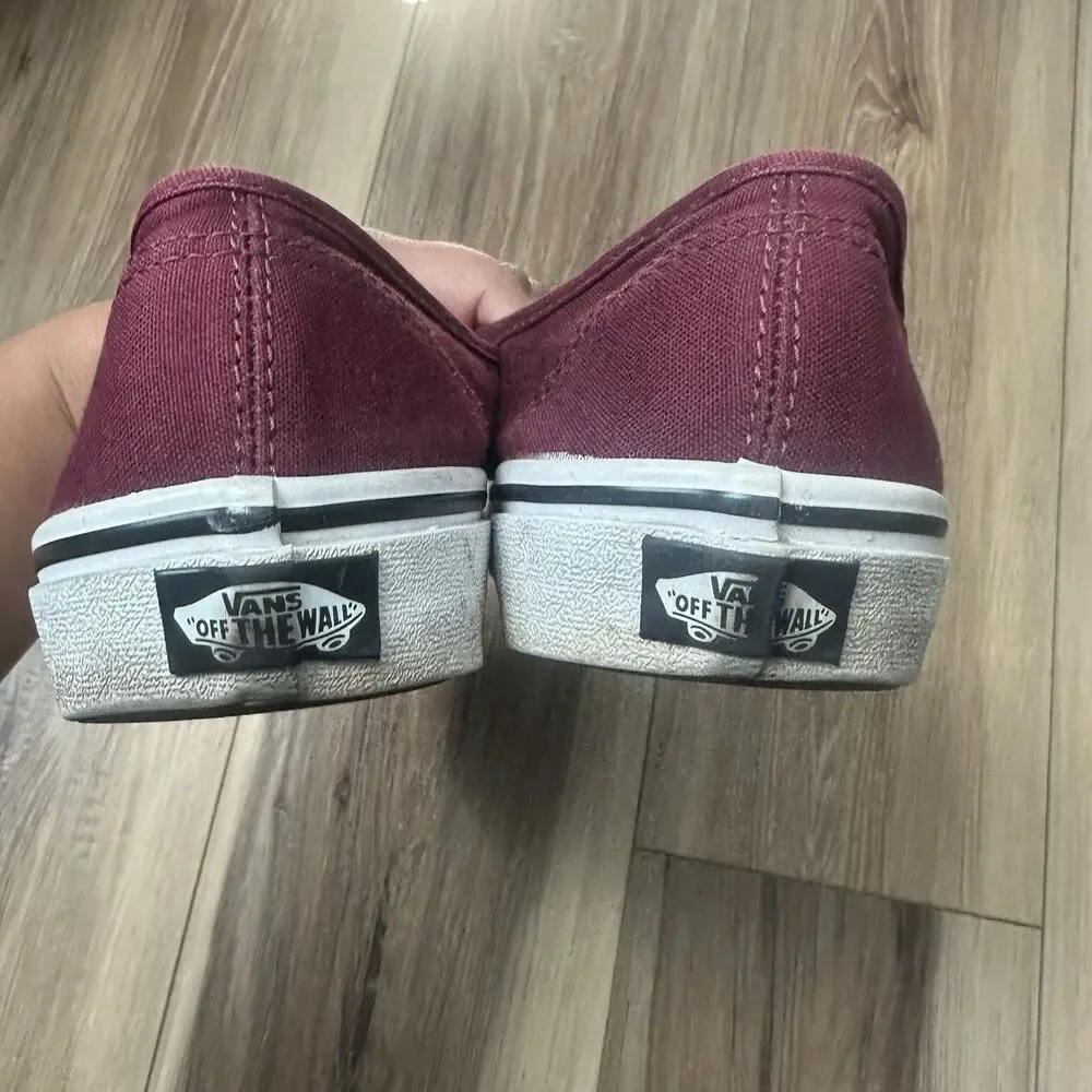 Vans Authentic Low Top Sneakers Maroon Burgundy Canvas Shoes Women 9.5 / Men 8